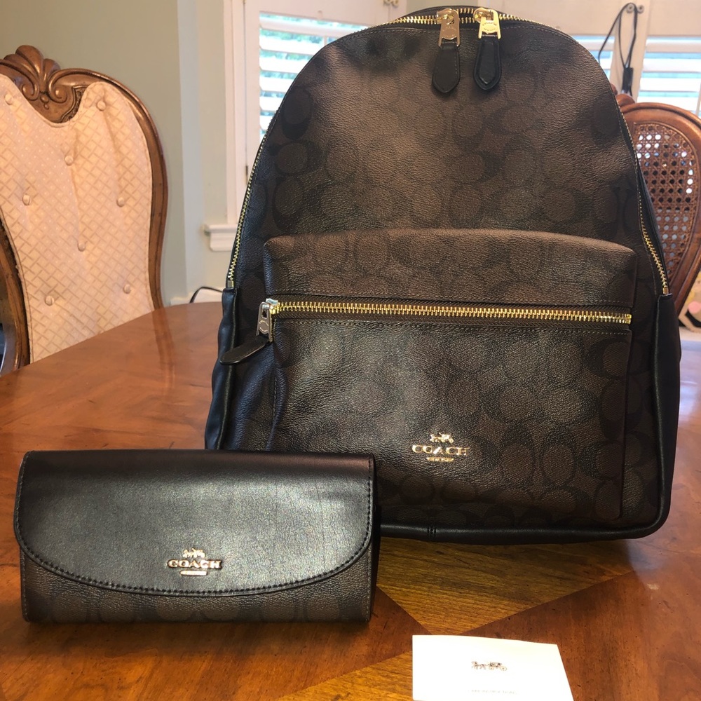Coach Sig Charlie Backpack with matching wallet